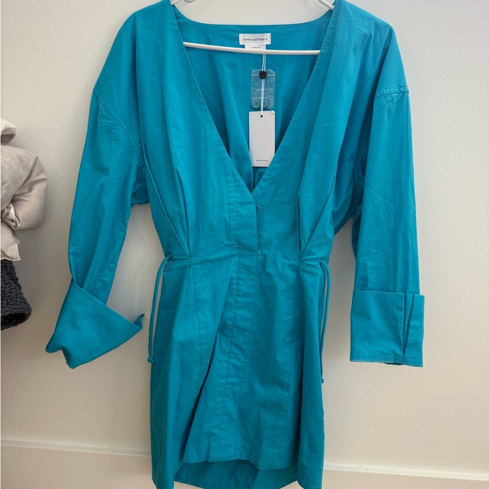 Lovers & Friends Rockaway blue long sleeve mini dress size small